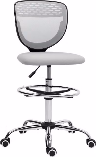 Sedia da ufficio ergonomica in rete con poggiapiedi regolabile Aosom Grigio L/P/H: 59 x 59 x 106-126 cm