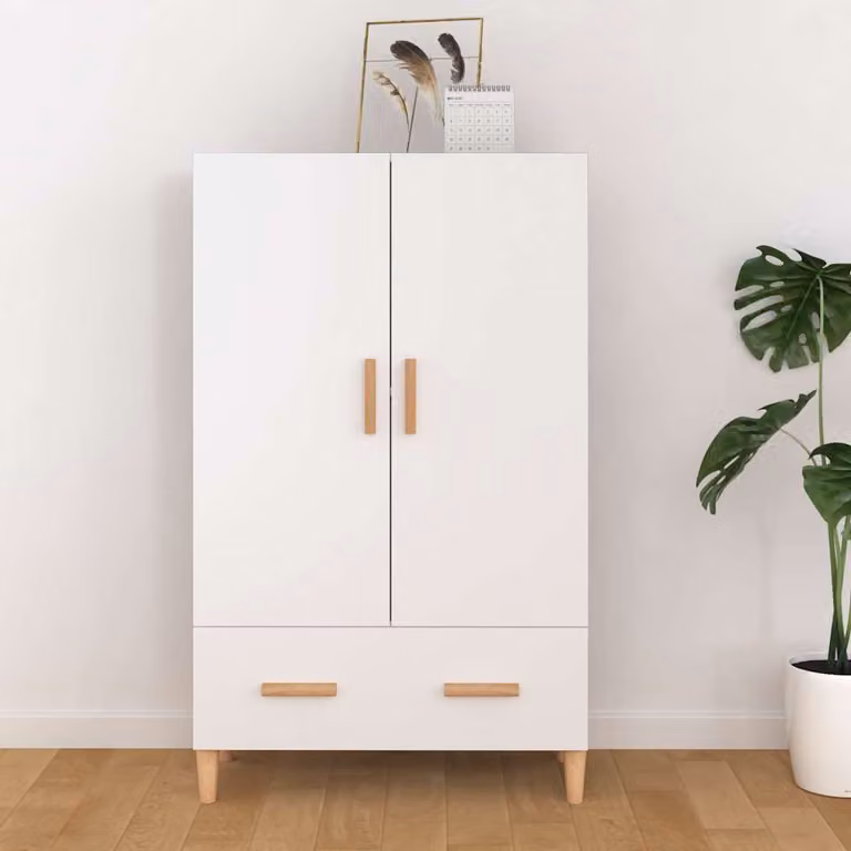 Credenza bianca vidaXL in legno multistrato con design minimalista L: 70 cm, P: 31 cm, H: 115 cm