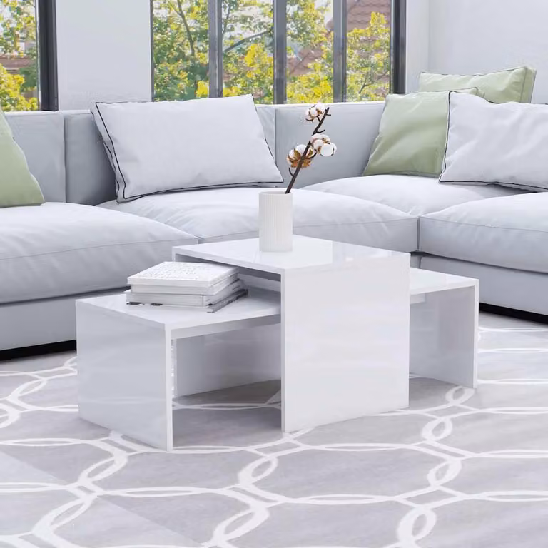 Set di tavolini da salotto vidaXL bianchi lucidi in legno L/P/H: 100 x 48 x 40 cm