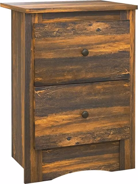 Comodino HOMCOM in legno dallo stile rustico con 2 cassetti, Marrone, L 40 cm x P 30 cm x H 56 cm