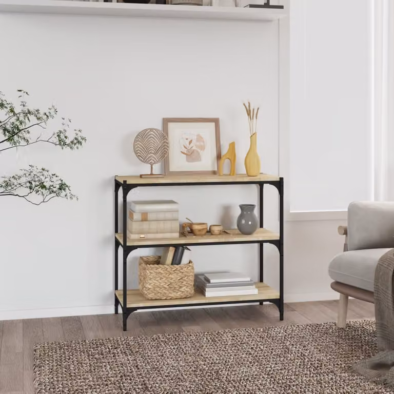 Libreria in stile industriale vidaXL in legno e acciaio, Rovere Sonoma, L 80 x P 33 x H 70,5 cm
