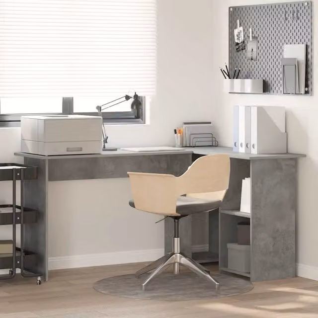 Scrivania angolare moderna vidaXL in MDF laminato grigio L: 142 cm, P: 102 cm, H: 73 cm