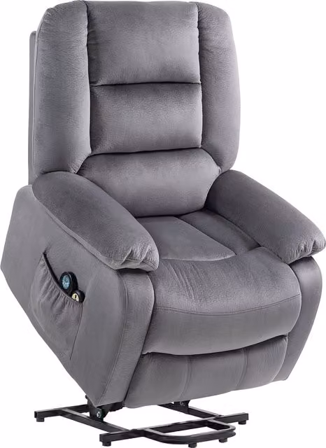 Poltrona Alzapersona Elettrica Reclinabile HOMCOM con Funzione Calore e Massaggio, Grigio Scuro