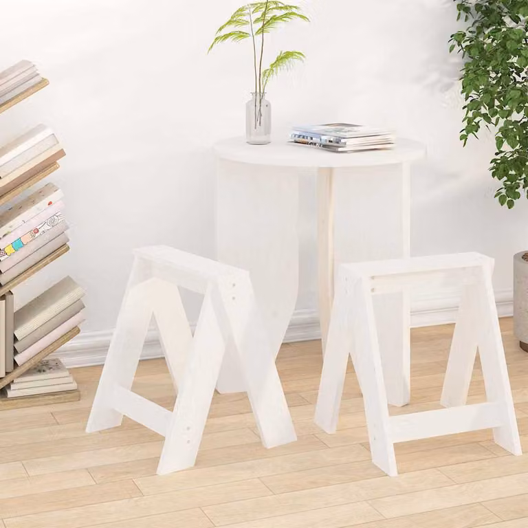 Set di 2 sgabelli bianchi vidaXL in legno di pino L/P/H: 40 x 40 x 45 cm