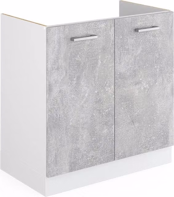 Base per lavello Vicco R-Line con ante in finitura calcestruzzo grigio, larghezza: 80 cm