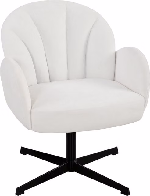 Poltrona Girevole HOMCOM in Velluto con Schienale a Conchiglia e Cuscino con Molle, Colore Crema/Beige