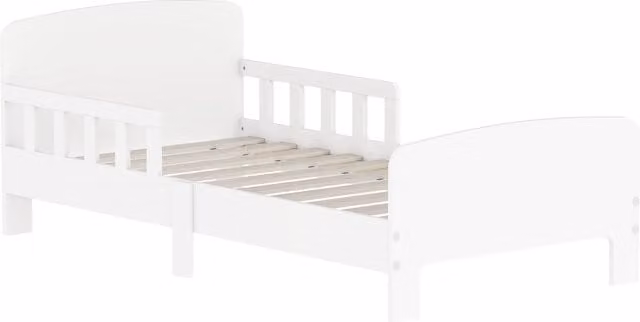 Letto per bambini AIYAPLAY in legno con sponde laterali e bordi lisci, Bianco, L: 143.5 cm, P: 74.2 cm, H: 54 cm