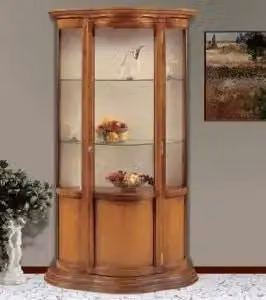 Vetrina KIVIO in legno e vetro con ante in vetro, stile rustico, colore marrone, L: 101 cm, P: 47 cm, H: 198 cm