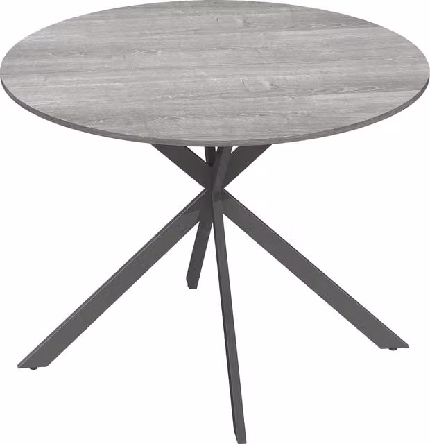 Tavolo da Pranzo Rotondo HOMCOM in Stile Industriale con Gambe a Croce in Acciaio, Colore Grigio e Rovere, Ø100 x H: 75 cm