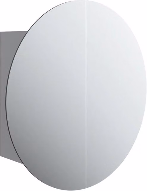 Mobiletto da bagno moderno HELLOSHOP26 con specchio rotondo e illuminazione LED, colore grigio, L/P/H: 47 x 47 x 17,5 cm
