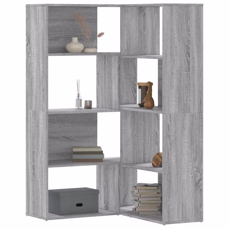 Libreria d'angolo vidaXL a 4 ripiani Grigio, L/P/H: 85 x 20 x 140 cm