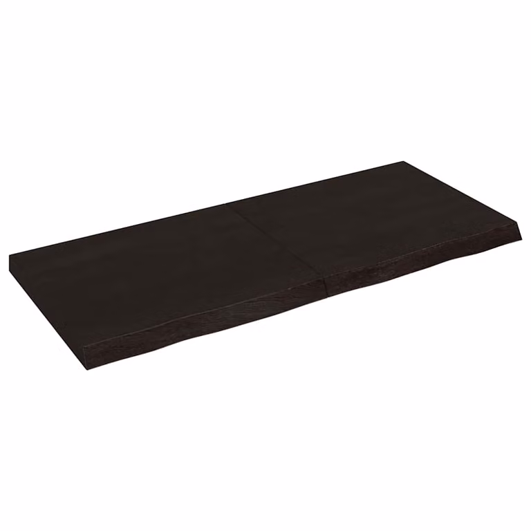 Ripiano a parete vidaXL in rovere massello trattato, colore marrone, L: 140 cm, P: 60 cm, H: 2-6 cm