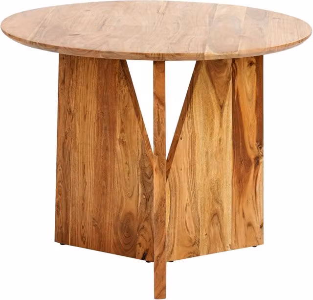 Tavolo da pranzo rotondo in legno di acacia BELIANI, colore marrone, L/P: 100 x 100 cm, H: 75 cm, design rustico