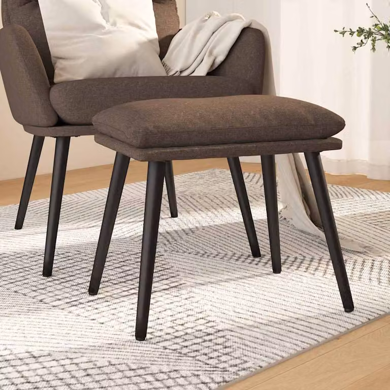 Poggiapiedi vidaXL in tessuto color tortora con struttura in metallo e MDF, L 45 x P 29,5 x H 35 cm