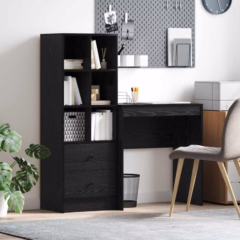 Set di 2 Scrivanie moderne vidaXL in MDF laminato, colore Rovere Nero, L: 115,5 cm, P: 40 cm, H: 127 cm