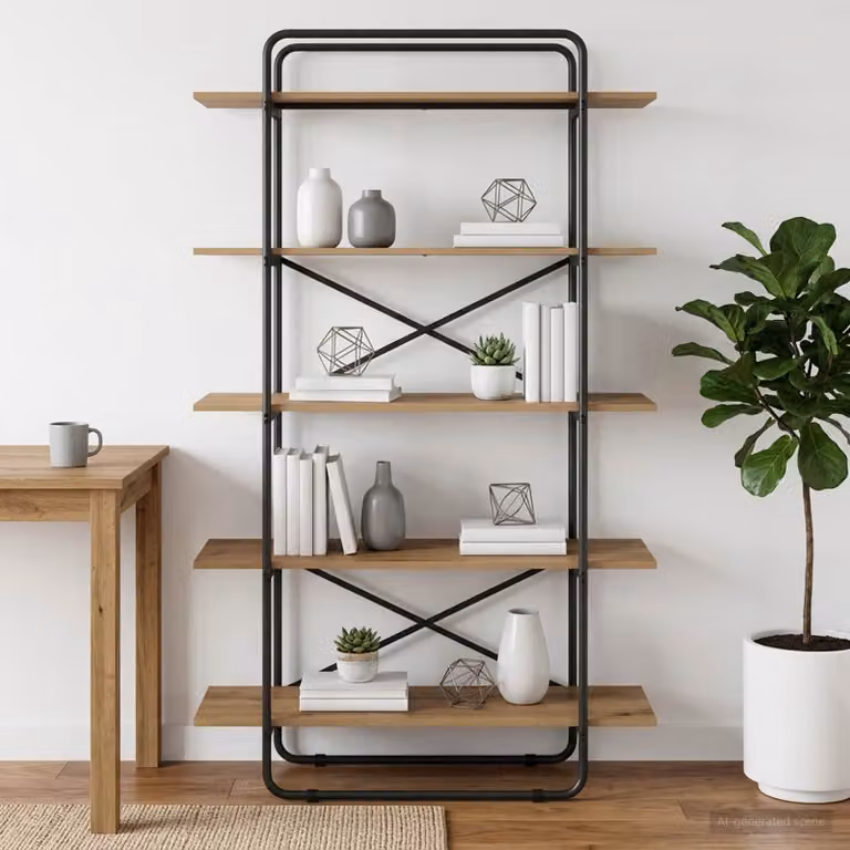 Libreria vidaXL a 5 livelli in stile industriale, colore marrone, L 100 cm x P 35 cm x H 175,5 cm