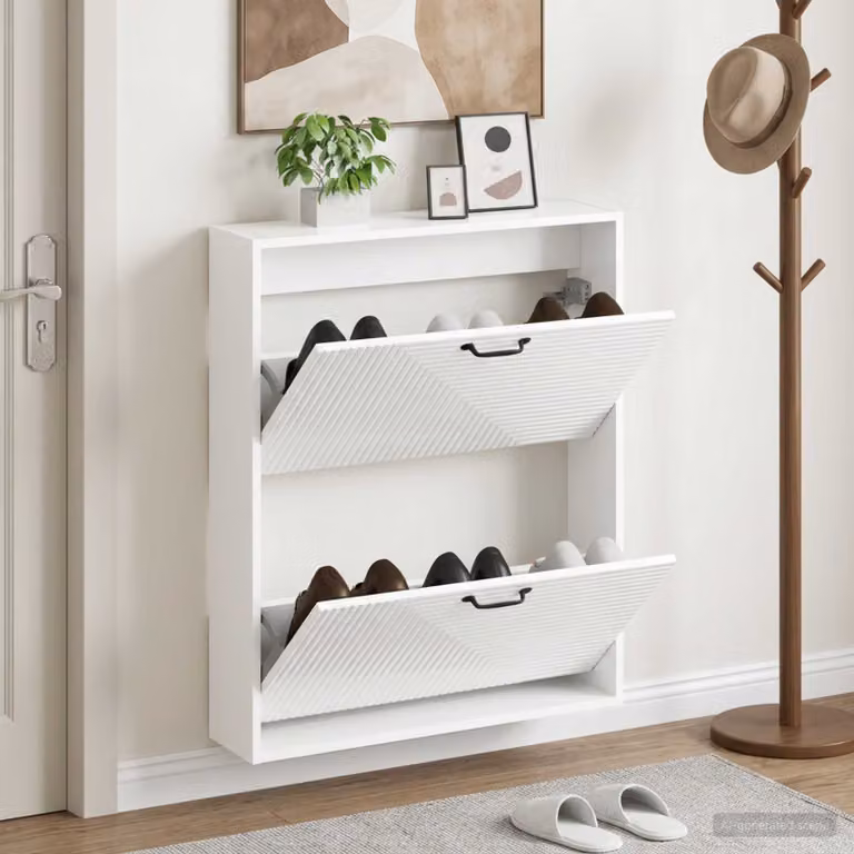 Mobiletto per scarpe da muro moderno vidaXL HAARLEM con scomparti basculanti, L: 71 cm, P: 17 cm, H: 86 cm