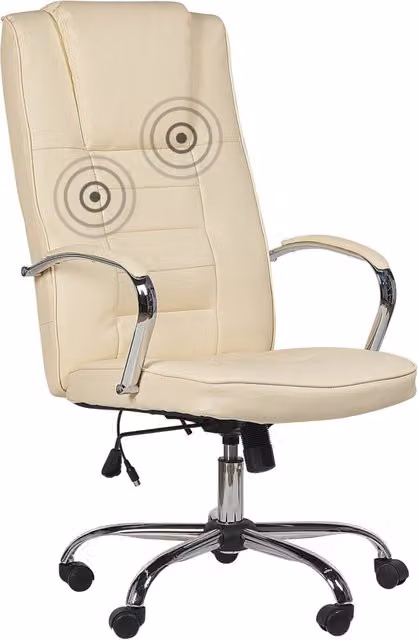 Sedia da gaming BELIANI in ecopelle beige con massaggio e funzione riscaldante, girevole a 360 gradi con poggiatesta, braccioli e ruote, L: 73 cm, P: 53 cm, H: 135 cm