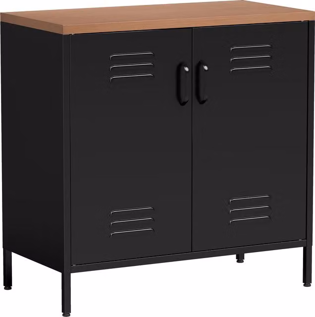 Credenza HOMCOM in metallo e legno con 2 ante e ripiani regolabili per soggiorno o ufficio, nero