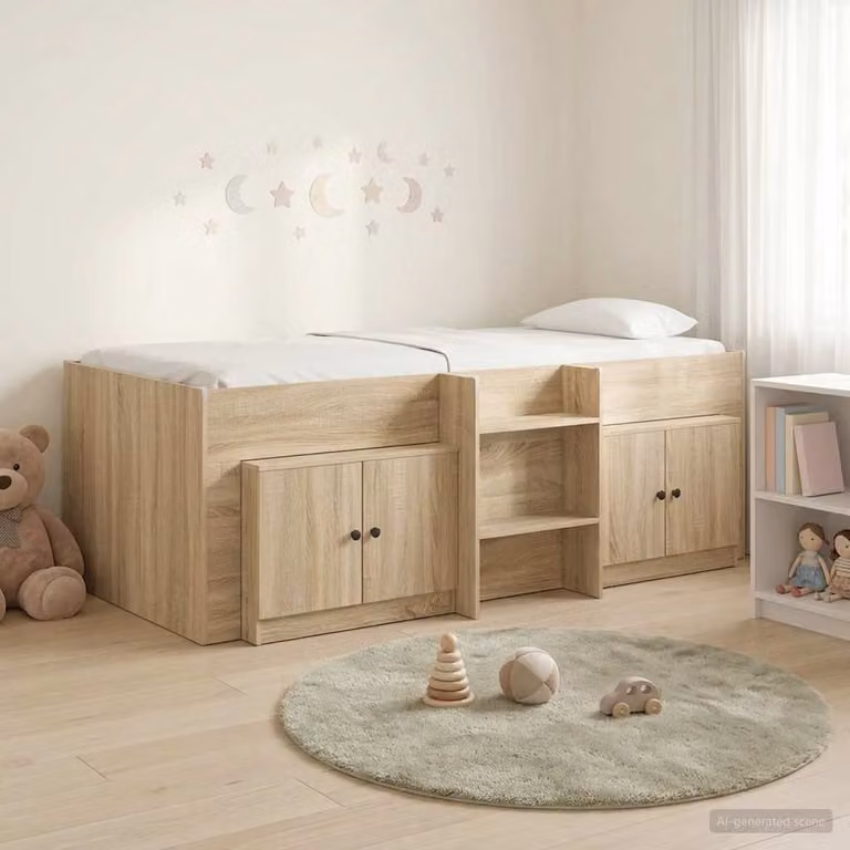 vidaXL Struttura Letto Loft con Mobile e 3 Pezzi in Rovere Sonoma, L/P/H: 193 x 96 x 68,5 cm
