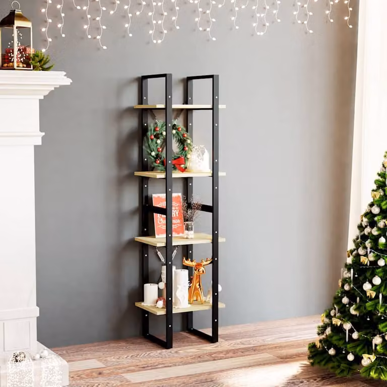 Libreria industriale vidaXL in legno di pino e metallo, 4 ripiani, marrone, L: 40 cm, P: 30 cm, H: 140 cm