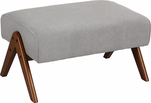 Poggiapiedi HOMCOM con seduta imbottita in velluto grigio e gambe in legno di gomma, L: 69 cm, P: 47 cm, H: 36 cm