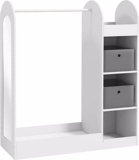 AIYAPLAY Appendiabiti per Bambini con Ripiani, Scatole, Asta e Specchio, Bianco