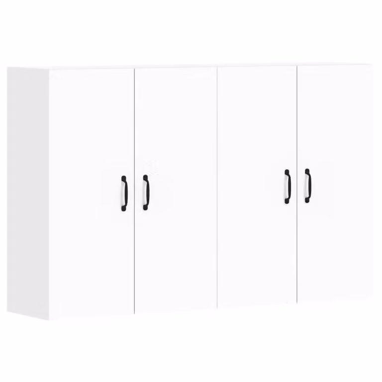 Set di 2 armadietti da parete vidaXL bianchi in legno e metallo per bagno con ante a battente
