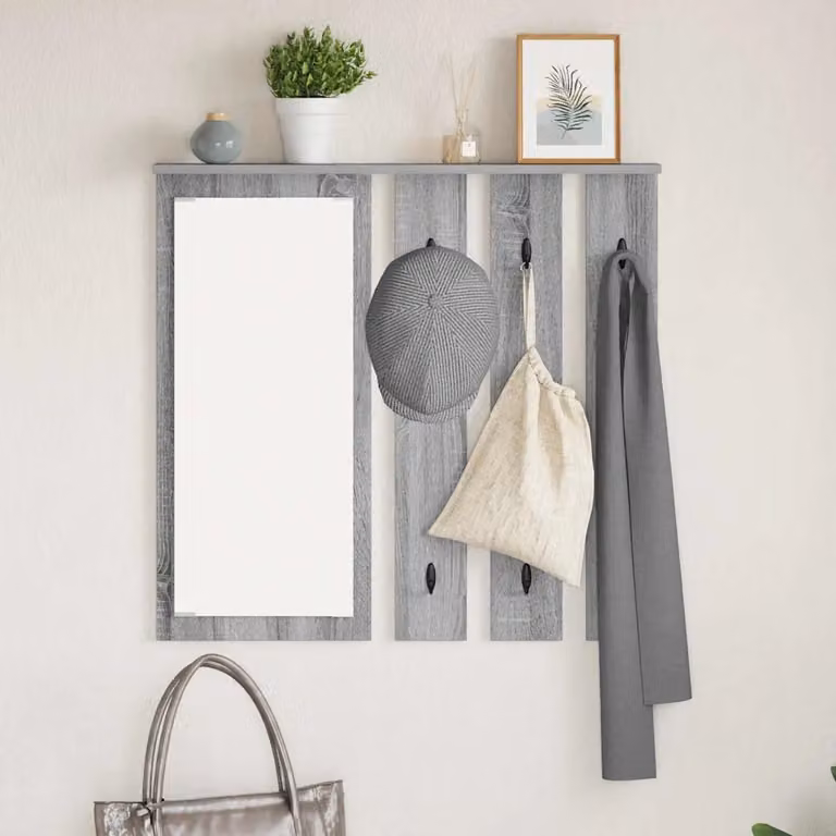 Appendiabiti a muro moderno vidaXL in MDF Grigio, L: 84 cm, P: 10 cm, H: 80 cm