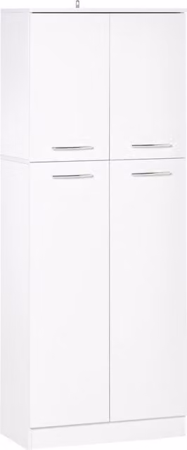 Armadio Multiuso HOMCOM a 4 Ante con Mensole Regolabili in MDF, Bianco, L: 59 cm, P: 31 cm, H: 155 cm