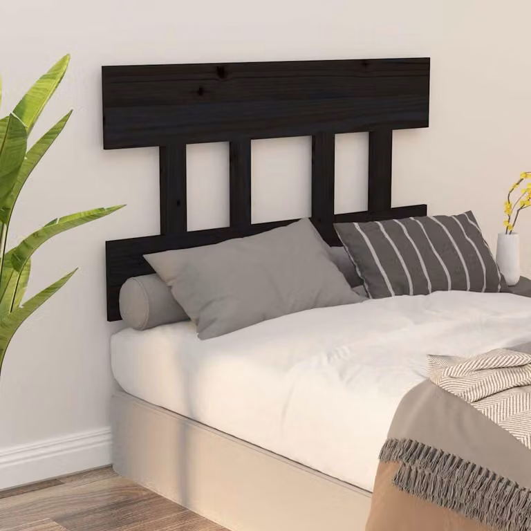 Testiera per letto vidaXL in legno massello di pino nero stile rustico L: 93,5 cm, P: 3 cm, H: 81 cm