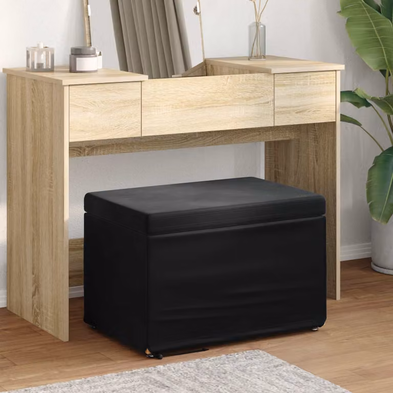 vidaXL Pouf Nero in Velluto e Legno MDF L: 61 cm, P: 41 cm, H: 40 cm