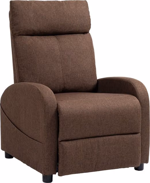 Poltrona Relax Reclinabile HOMCOM con Poggiapiedi in Tessuto Effetto Lino, L/P/H: 69 x 85 x 100 cm, Marrone