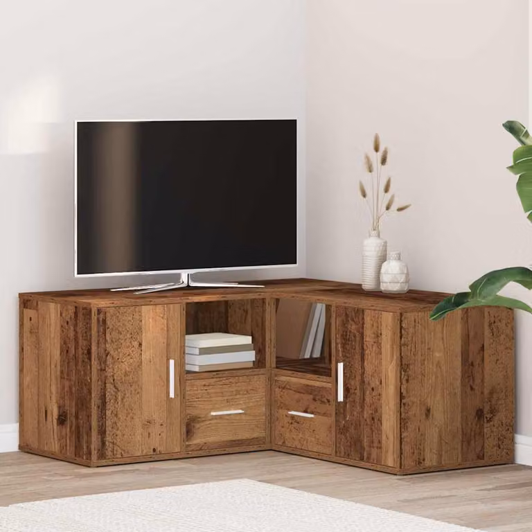 Mobile angolare vidaXL in legno rustico marrone con ante e cassetti L/P/H: 160 x 40 x 45 cm