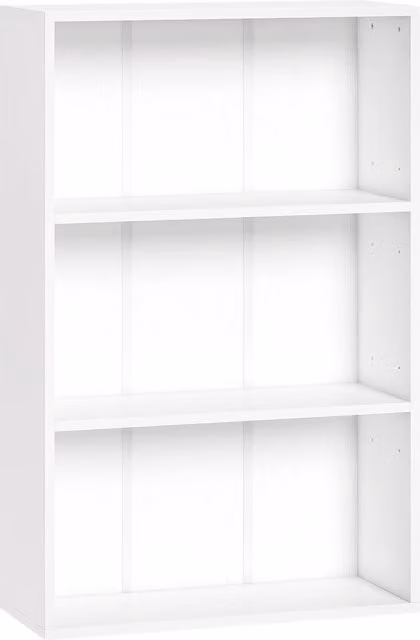 Libreria HOMCOM con 3 scomparti e ripiano regolabile, Bianco, L: 60 cm, P: 24 cm, H: 93 cm