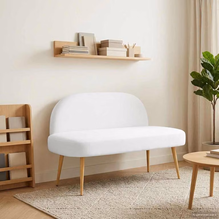Panchina imbottita con schienale vidaXL Bianco L: 110 cm, P: 60 cm, H: 76 cm