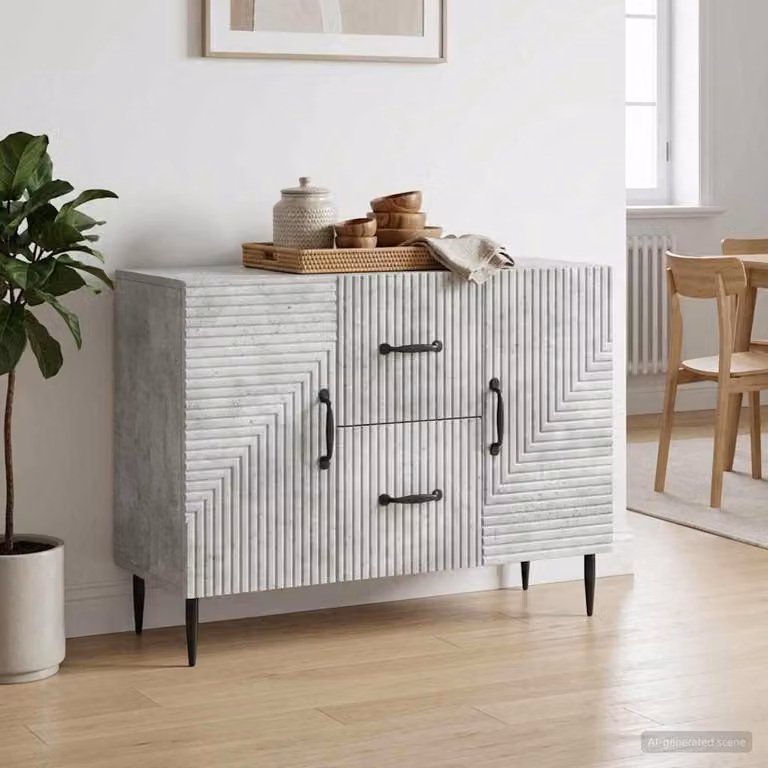Credenza moderna vidaXL in legno ingegnerizzato grigio cemento, L 89 x P 34,5 x H 60 cm