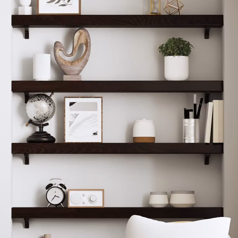 Ripiano da muro vidaXL in legno di rovere massello marrone scuro stile rustico L 80 cm x P 10 cm x H 6 cm