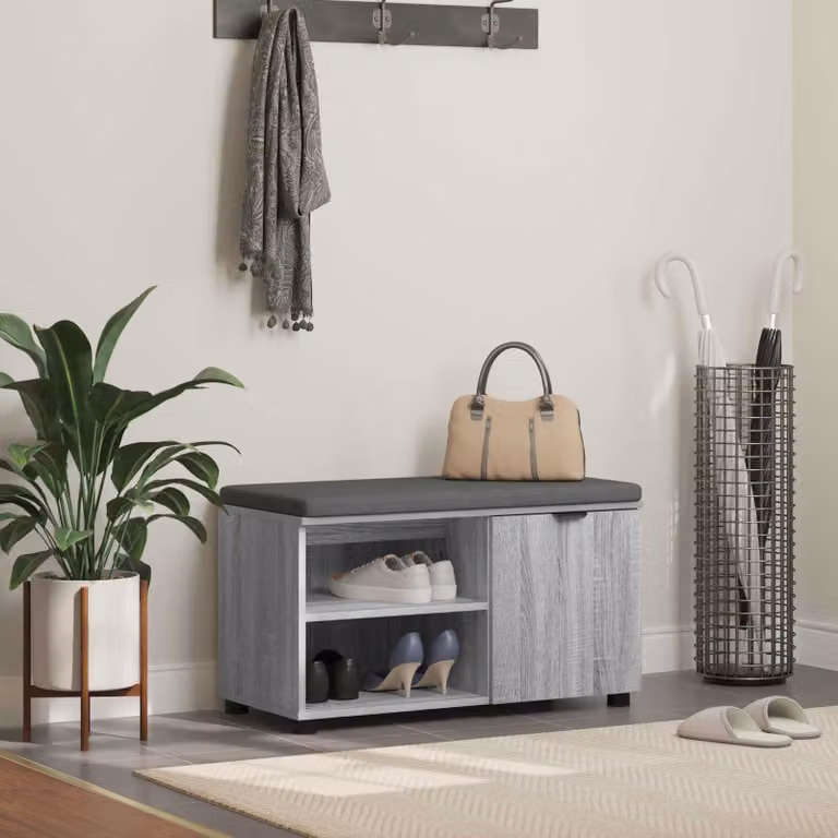 Panca per ingresso con scarpiera vidaXL in stile moderno, colore grigio, L: 80 cm, P: 38 cm, H: 46 cm