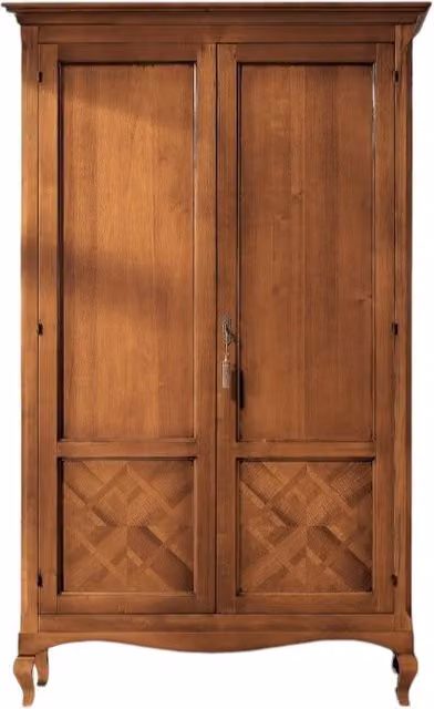 Armadio classico a 2 ante intarsiate in legno di faggio marrone Mobili 2G L/P/H: 126 x 62 x 207 cm