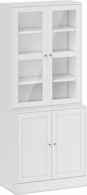 Libreria Mobile HOMCOM con 2 Armadietti, Ante in Vetro e Ripiani Regolabili, Bianco, L 76 cm x P 40 cm x H 178.5 cm