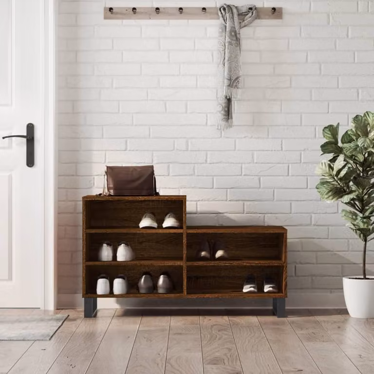 Scarpiera moderna vidaXL in legno e metallo, colore rovere marrone, L/P/H: 102 x 36 x 60 cm