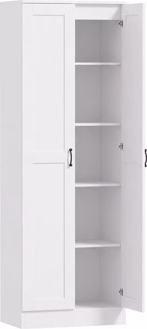 Dispensa da cucina HOMCOM bianca con ante soft-close e ripiani regolabili, Altezza: 175 cm