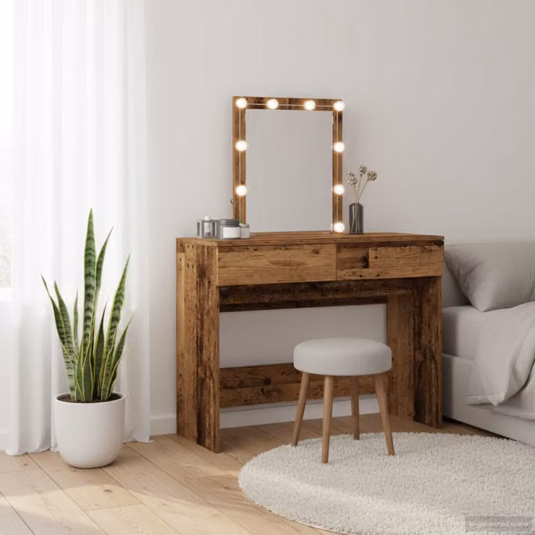 vidaXL Tavolo da Trucco Moderno in Legno Marrone L: 100 cm, P: 40 cm, H: 130 cm