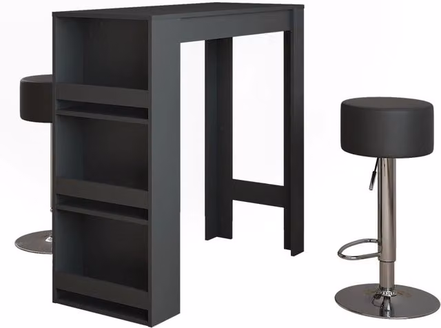 Set tavolo da bar con 2 sgabelli Vicco Repose colore antracite L: 110 cm, P: 45 cm