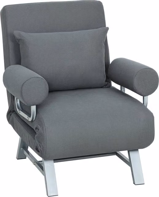 Poltrona Letto 3 in 1 Giordanoshop con Schienale Reclinabile su 5 Livelli in Tessuto Grigio L/P/H: 73 x 78 x 81 cm