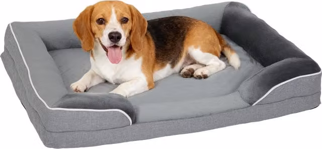 Letto per cani e gatti di taglia media PawHut con base antiscivolo e fodera lavabile, Grigio, L: 91,5 cm, P: 68,5 cm, H: 16,5 cm