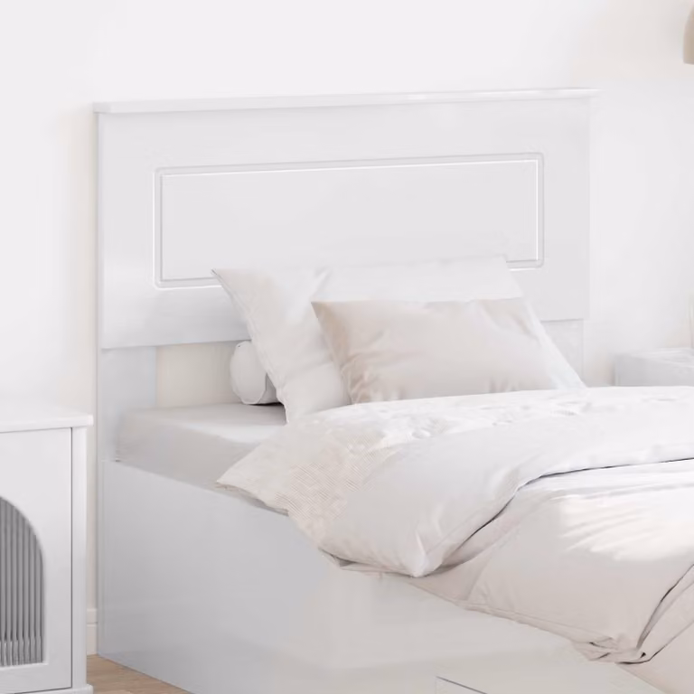 Testiera per letto moderna vidaXL in legno ingegnerizzato bianco lucido L: 93 cm, H: 66,68 cm, P: 3 cm
