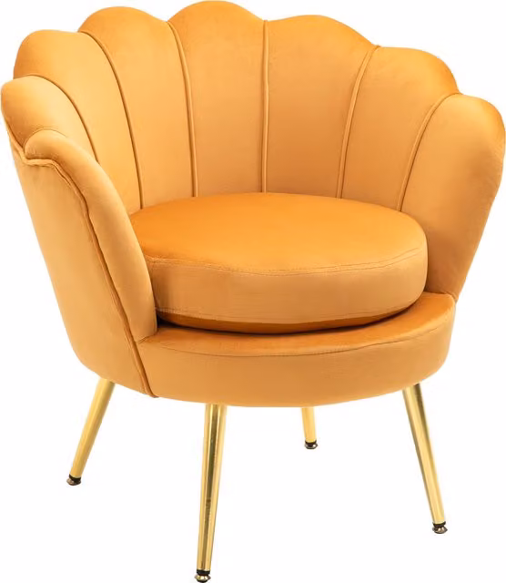 Poltrona Vintage in Velluto Giallo HOMCOM con Schienale Alto e Braccioli, Ideale per Soggiorno o Ufficio, L/P/H: 67 x 74 x 76 cm