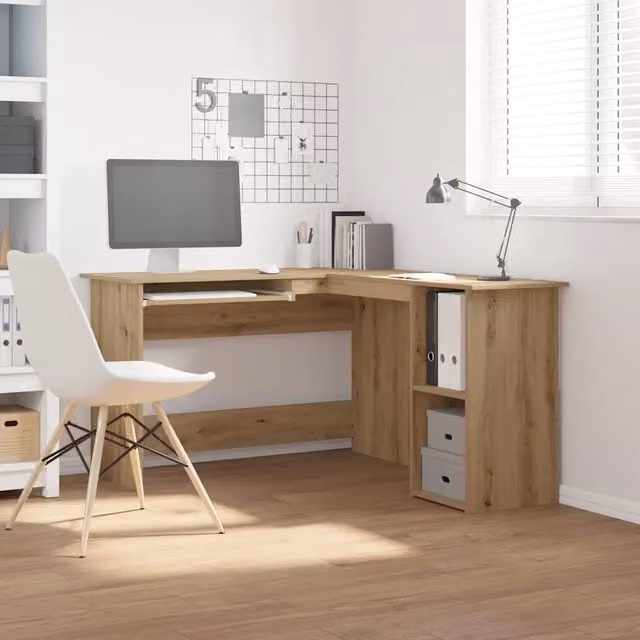 Scrivania angolare moderna vidaXL in legno marrone con finitura opaca L/P/H: 120 x 120 x 75 cm